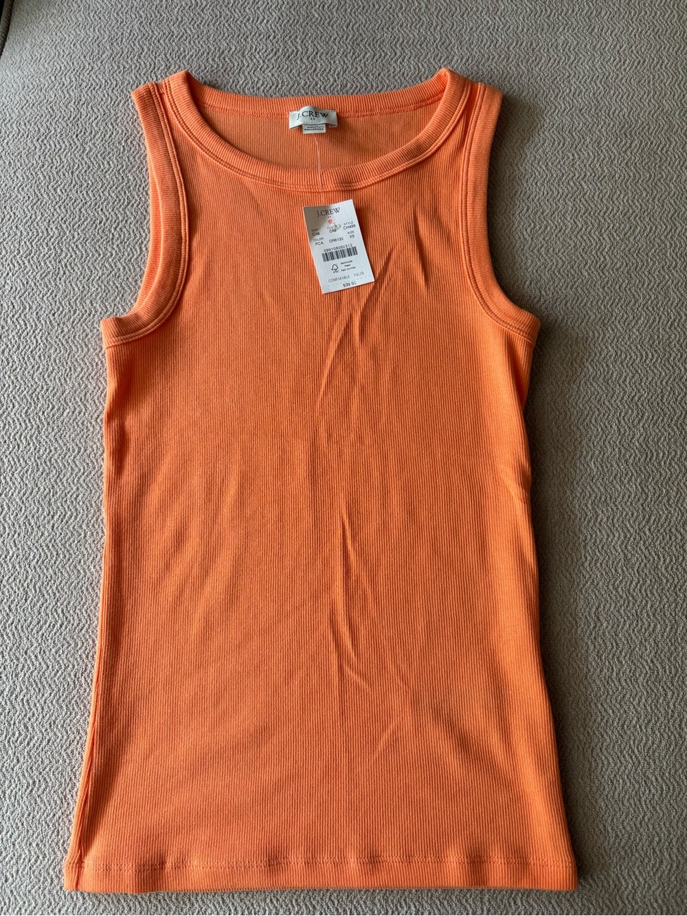 J. Crew Orange Ribbed High Neck Tank Top XS NWT
